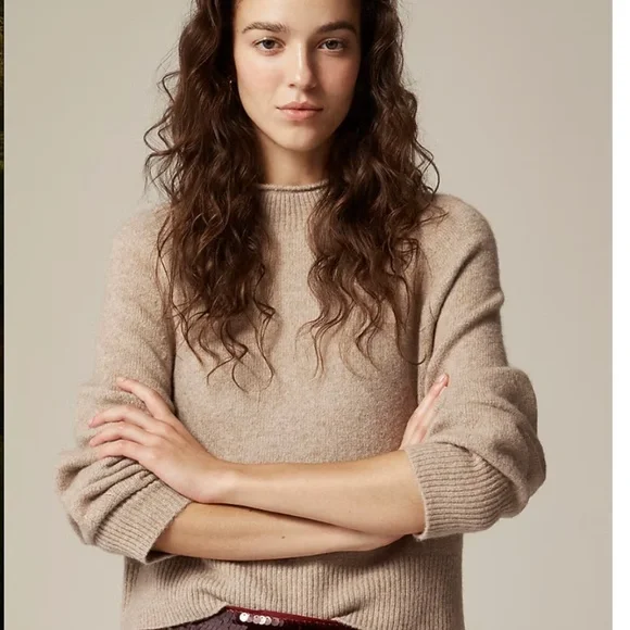 J Crew Rollneck Sweater L Supersoft Yarn Beige Wool Alpaca Classic Minimalist - Picture 10 of 10